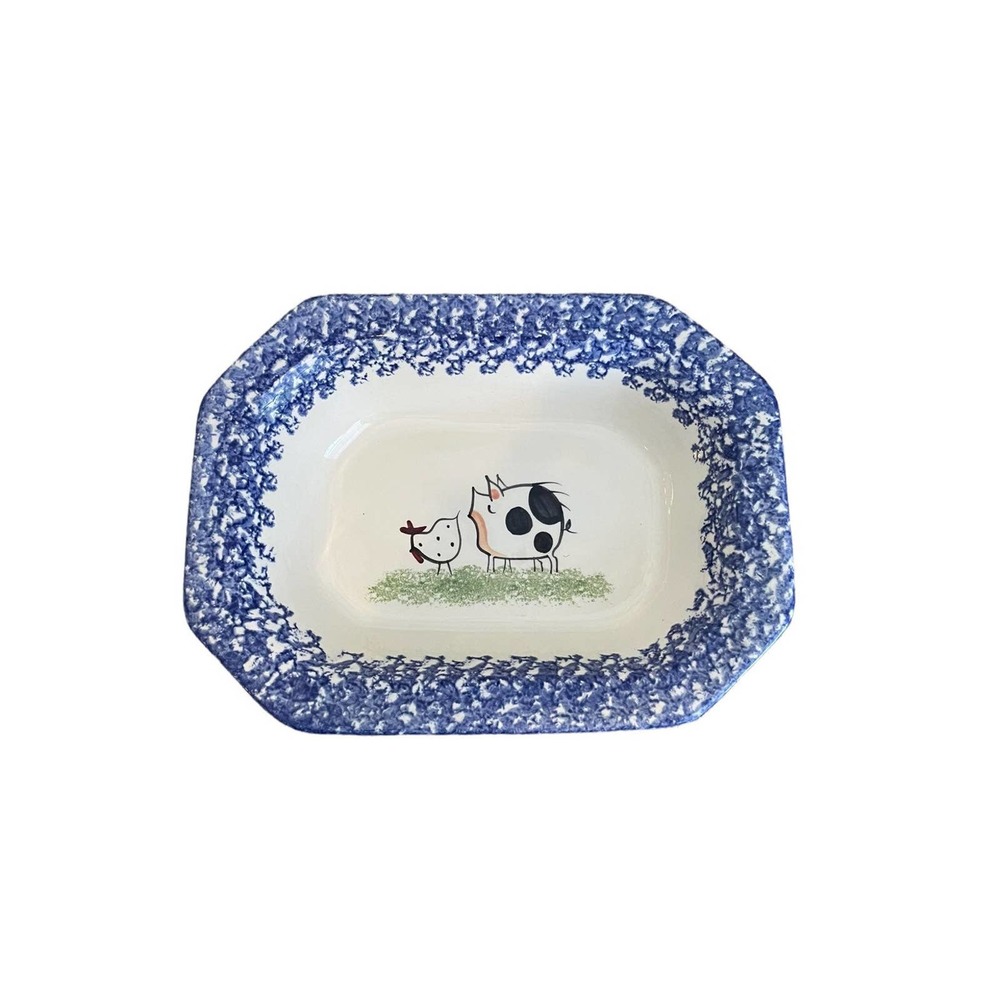 Molly Dallas Cow Collectables Plate Chicken Grass Blue Large * 1 Piece*
